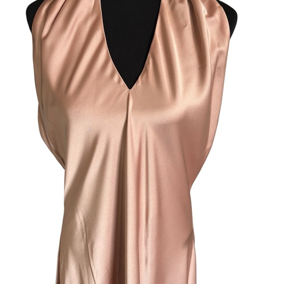 Show Me Your MuMu Jasmine Halter Maxi Dress Luxe Satin Formal Apricot Size XL - Picture 2 of 12